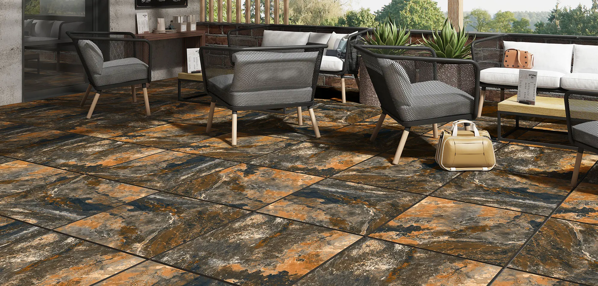 Floor tiles for outdoor