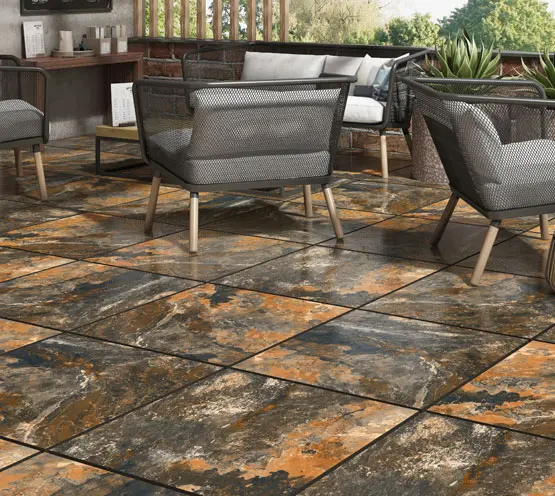 Stone look floor tiles