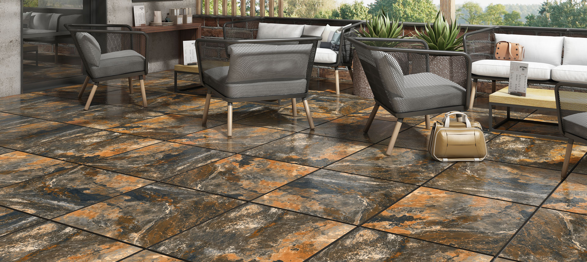 Floor tiles for outdoor